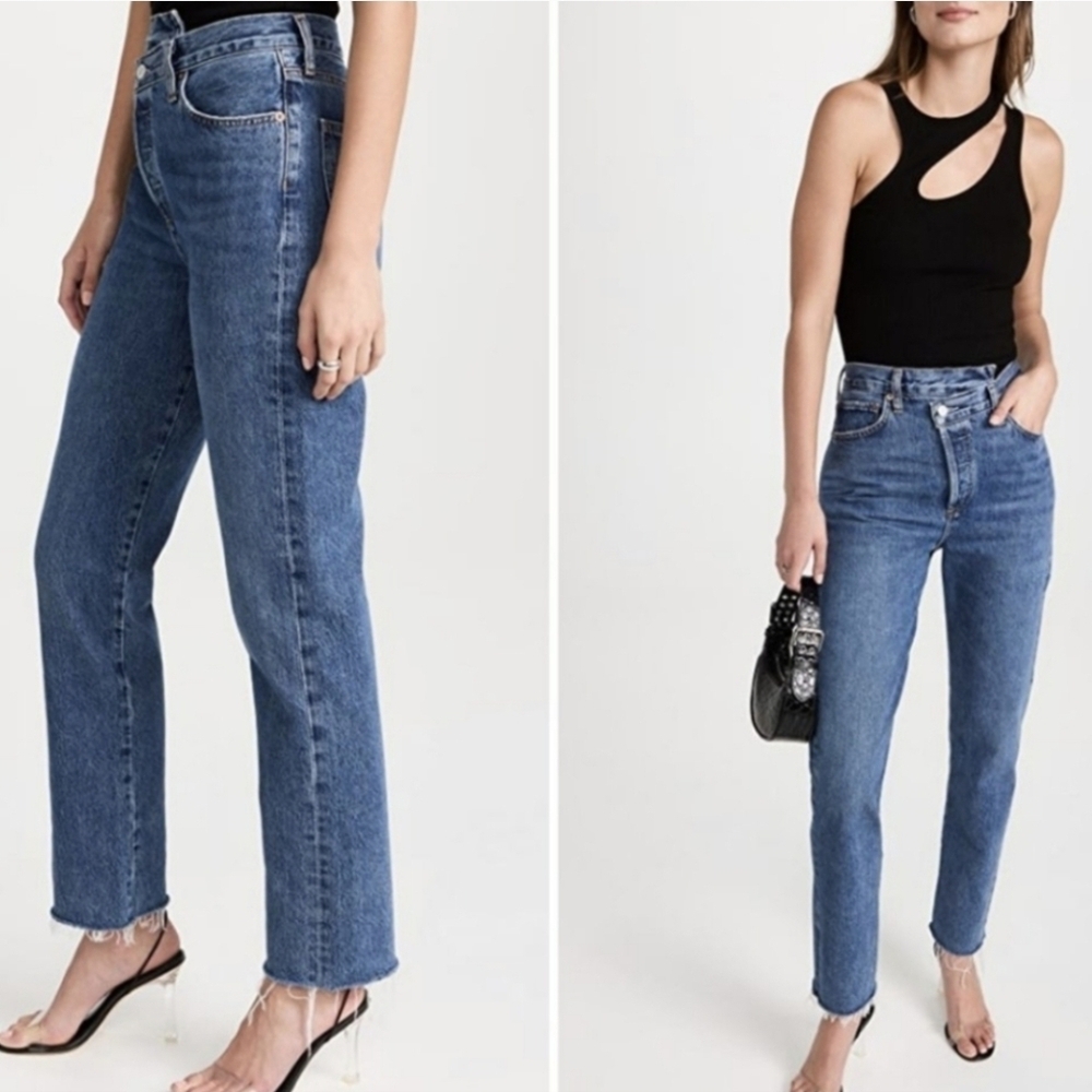 Agolde Blue Criss Cross Straight Leg Jeans Size 26